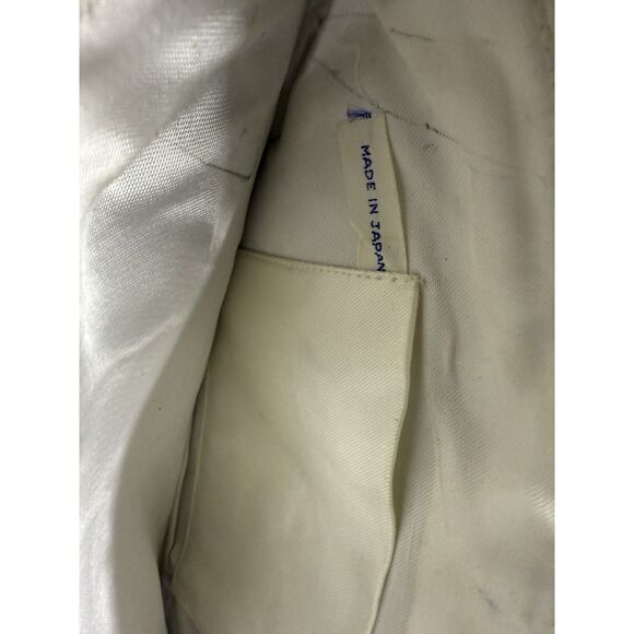 Antique Hand Beaded Pearl Evening Bag Cream Clutch w/Beaded Accents Zipper Close - Picture 10 of 11